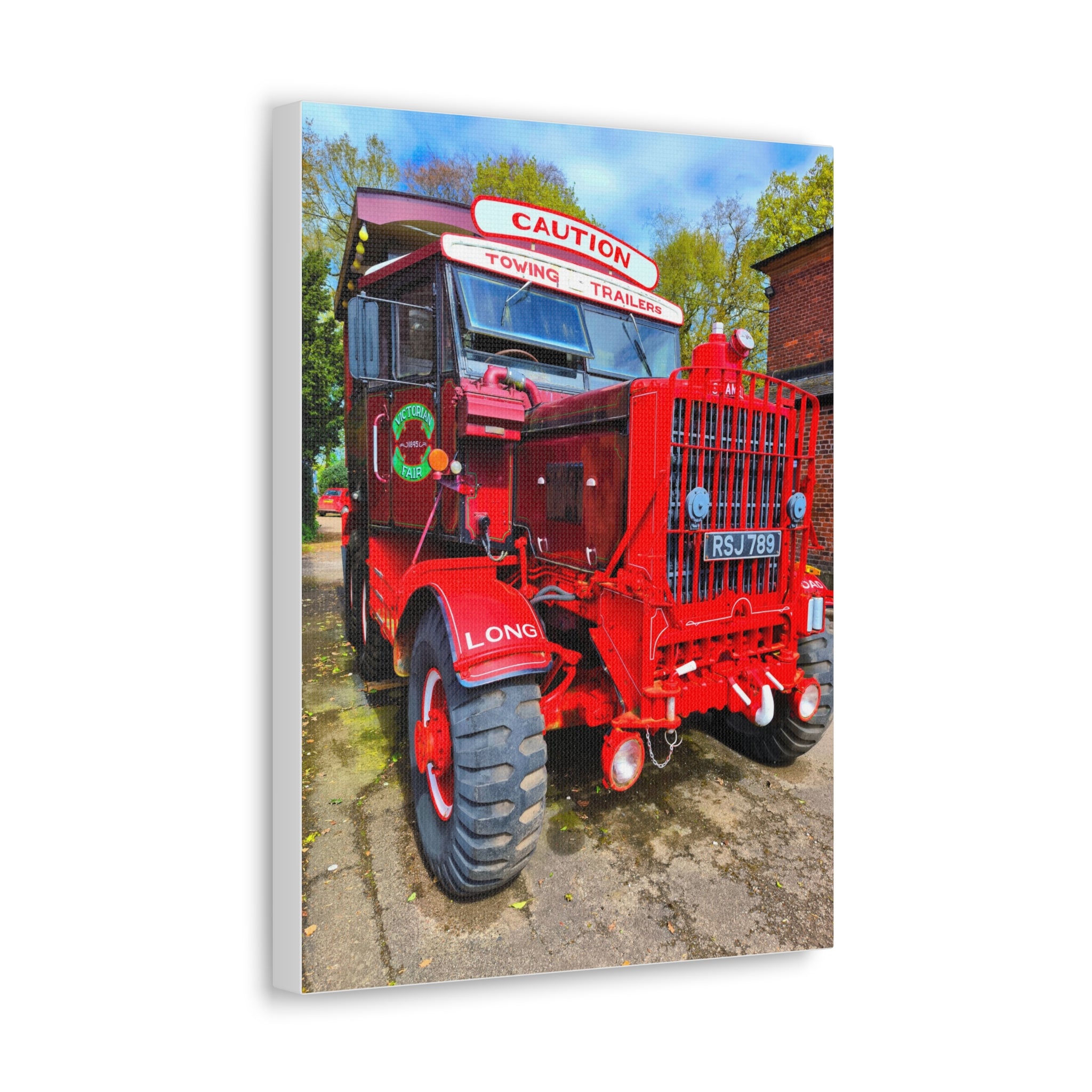 Vintage Red Truck Canvas Print — Classic Tow Truck Wall Art