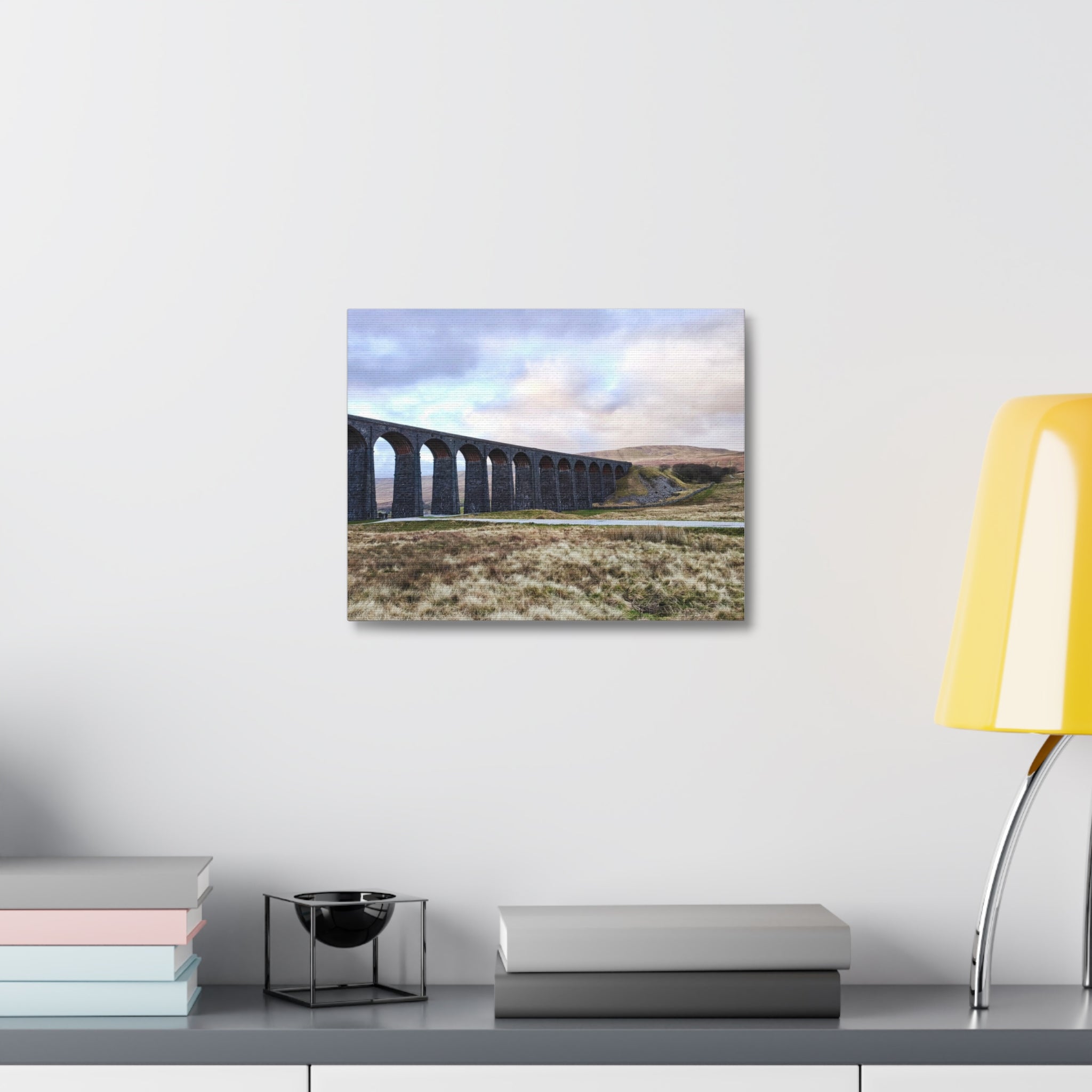 Ribblehead Viaduct Landscape Stretched Canvas — Moody English Countryside Wall Art