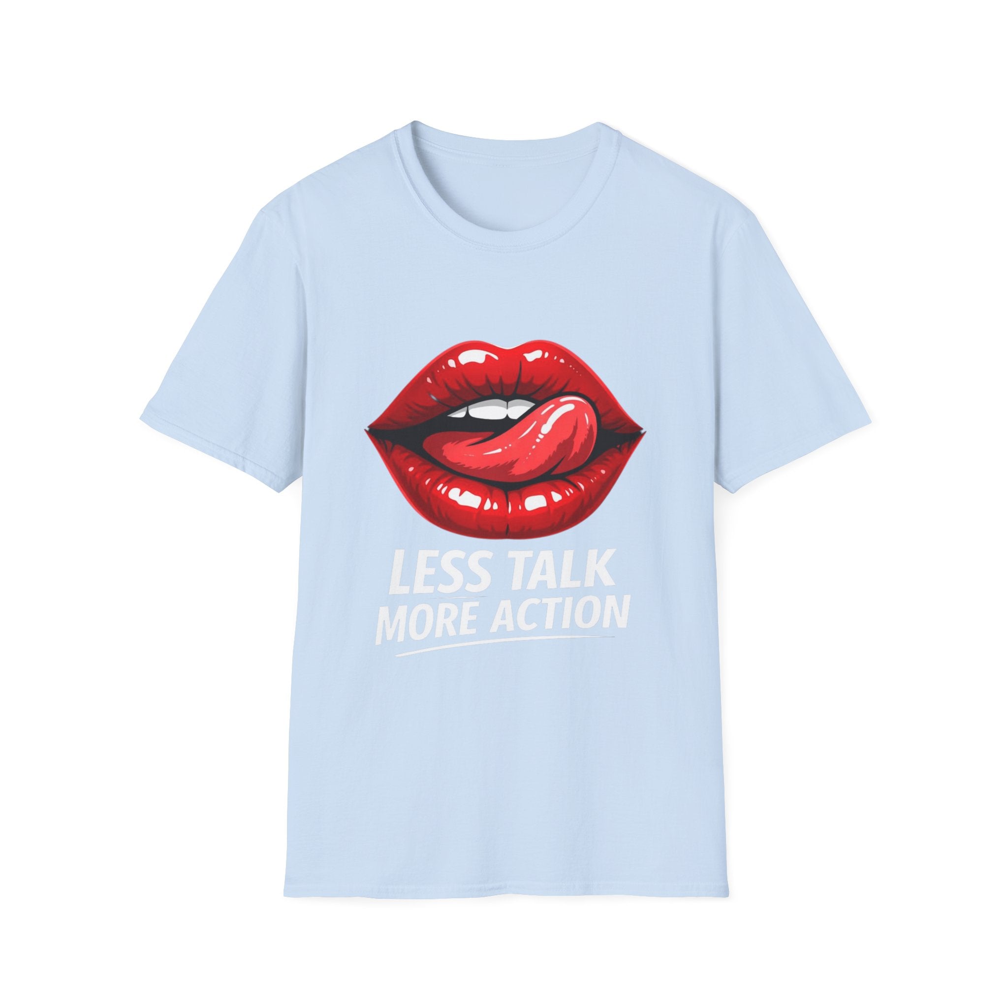 Graphic Tee  Red Lip Graphic "Less Talk More Action"