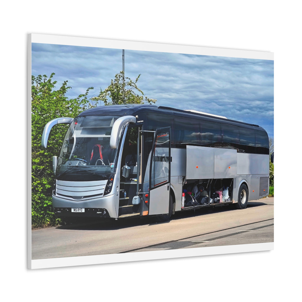 Tour Coach Canvas Print — Modern Luxury Bus Wall Art for Travel Enthusiasts
