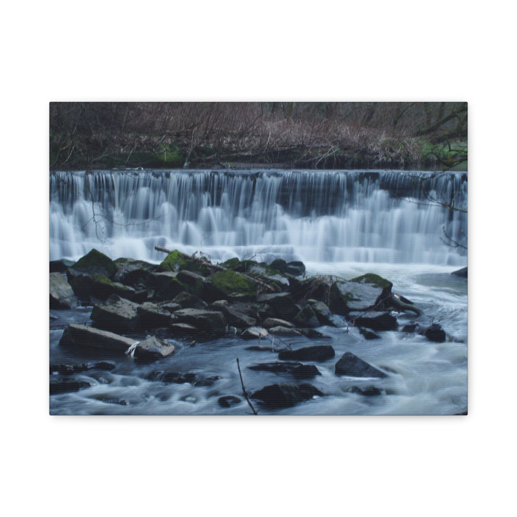Waterfall Matte Canvas Print Serene River Landscape Stretched Wall Art