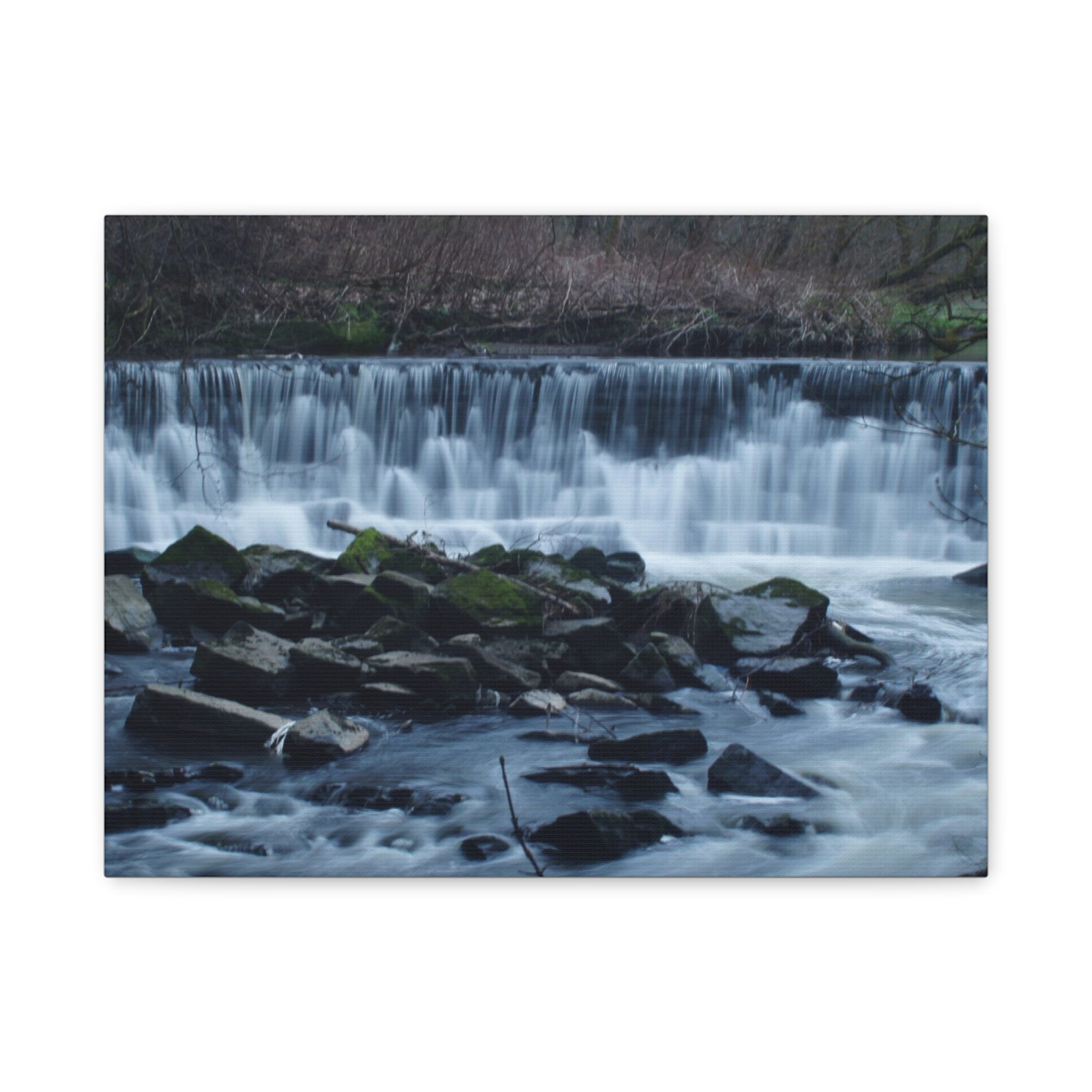 Waterfall Matte Canvas Print Serene River Landscape Stretched Wall Art