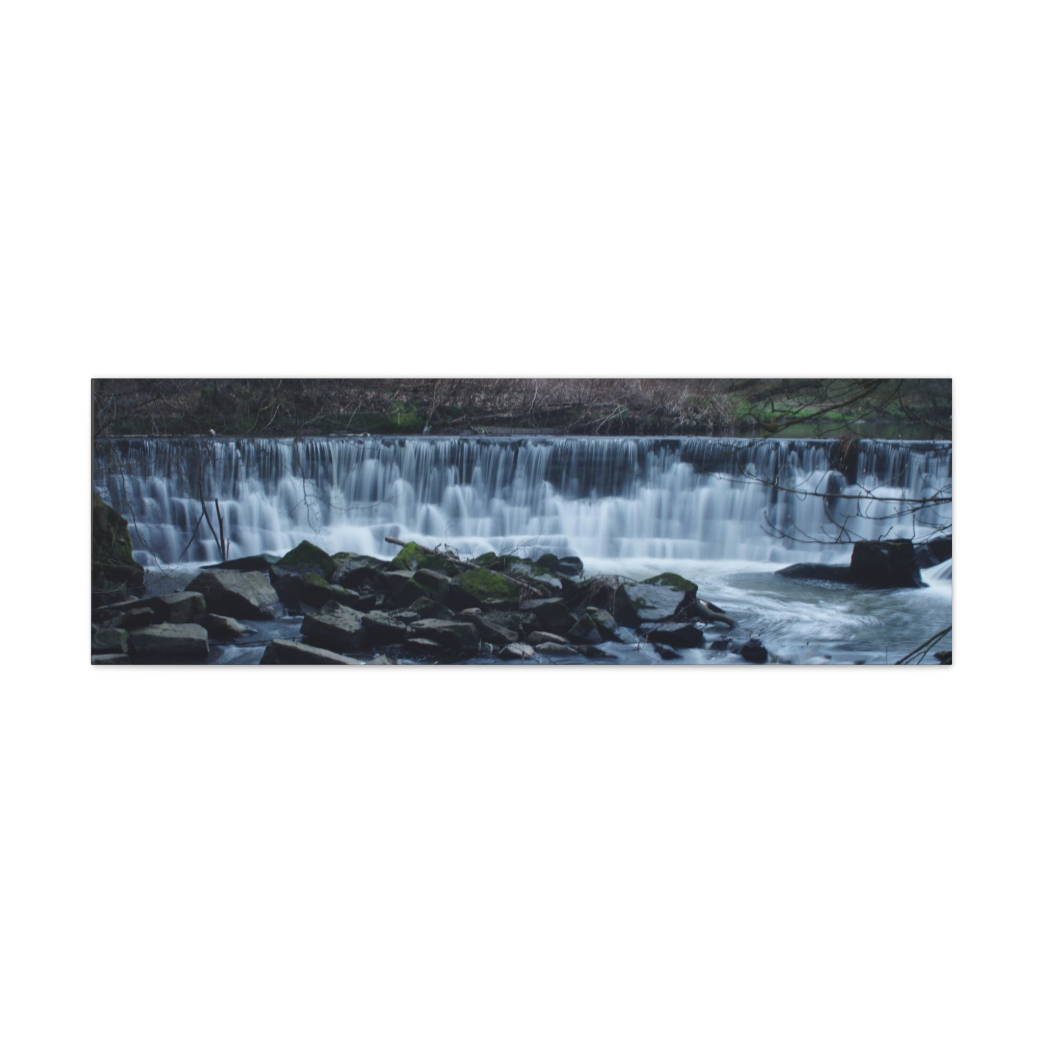 Waterfall Matte Canvas Print Serene River Landscape Stretched Wall Art