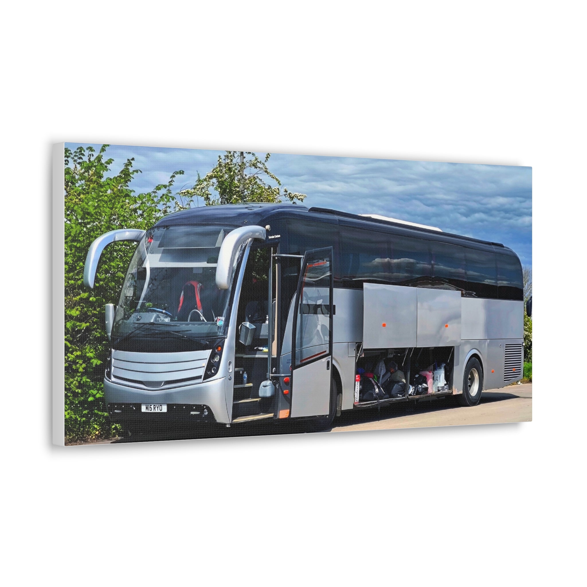Tour Coach Canvas Print — Modern Luxury Bus Wall Art for Travel Enthusiasts