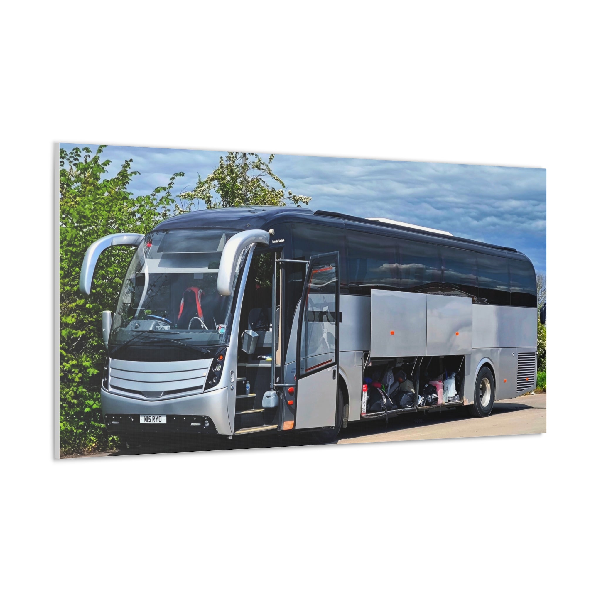 Tour Coach Canvas Print — Modern Luxury Bus Wall Art for Travel Enthusiasts