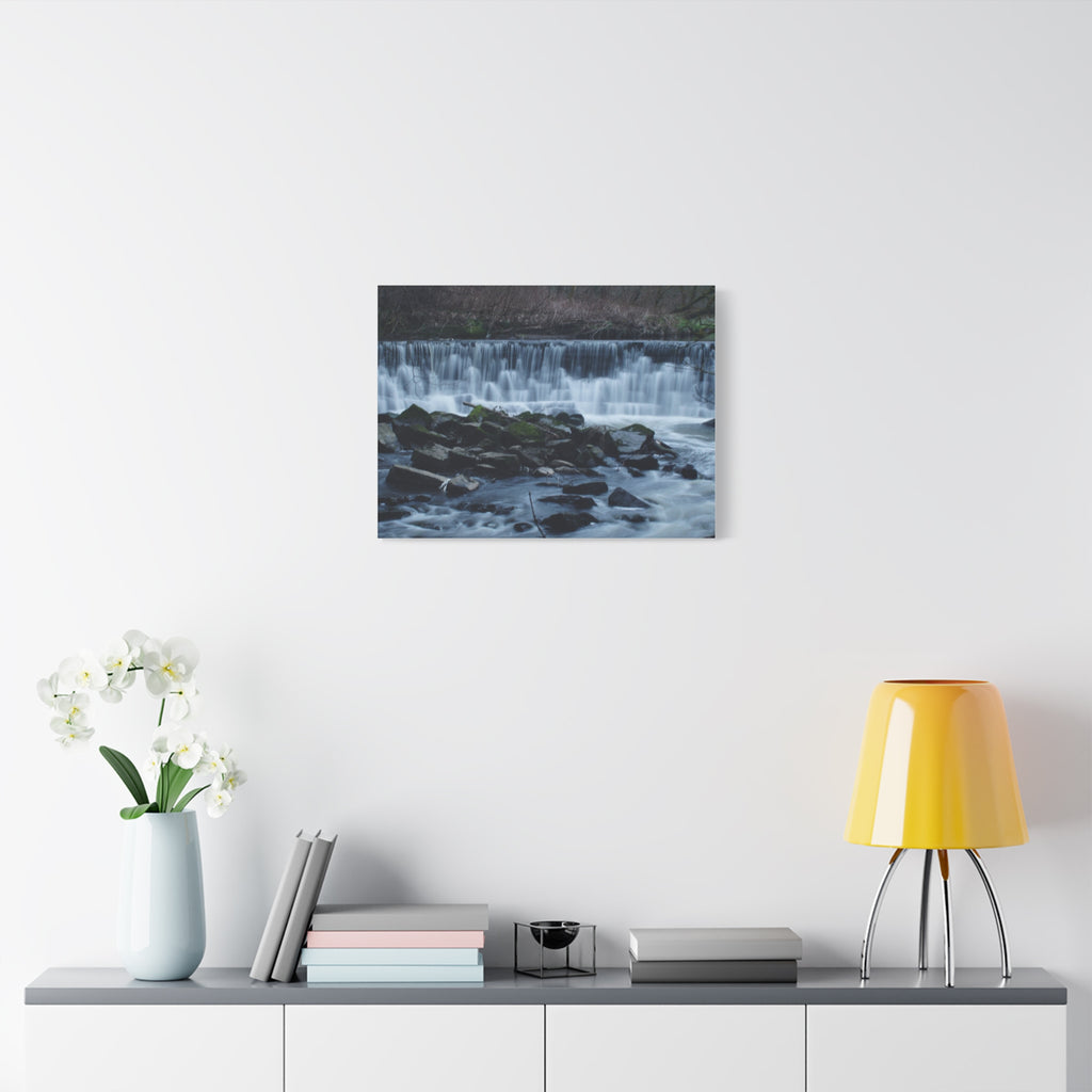 Waterfall Matte Canvas Print Serene River Landscape Stretched Wall Art