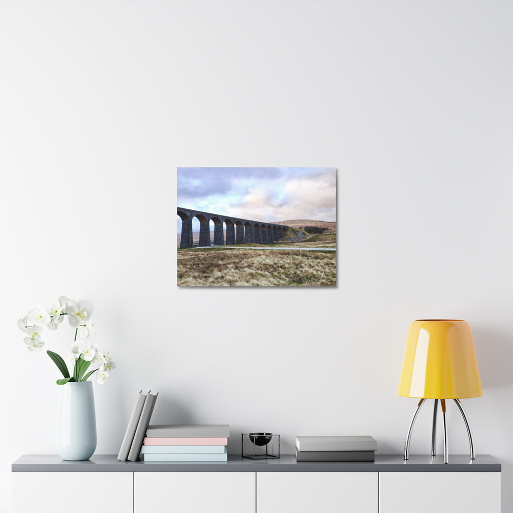 Ribblehead Viaduct Landscape Stretched Canvas — Moody English Countryside Wall Art