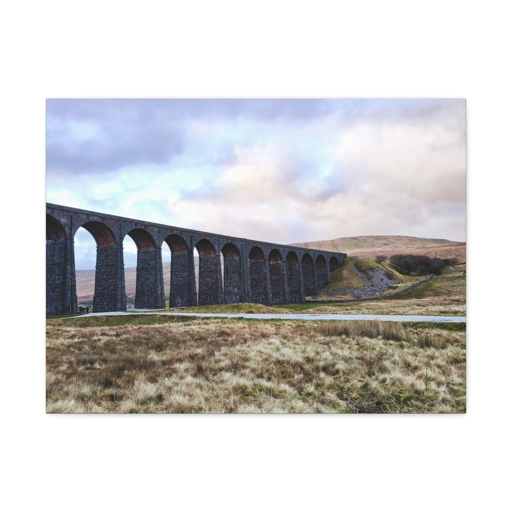 Ribblehead Viaduct Landscape Stretched Canvas — Moody English Countryside Wall Art
