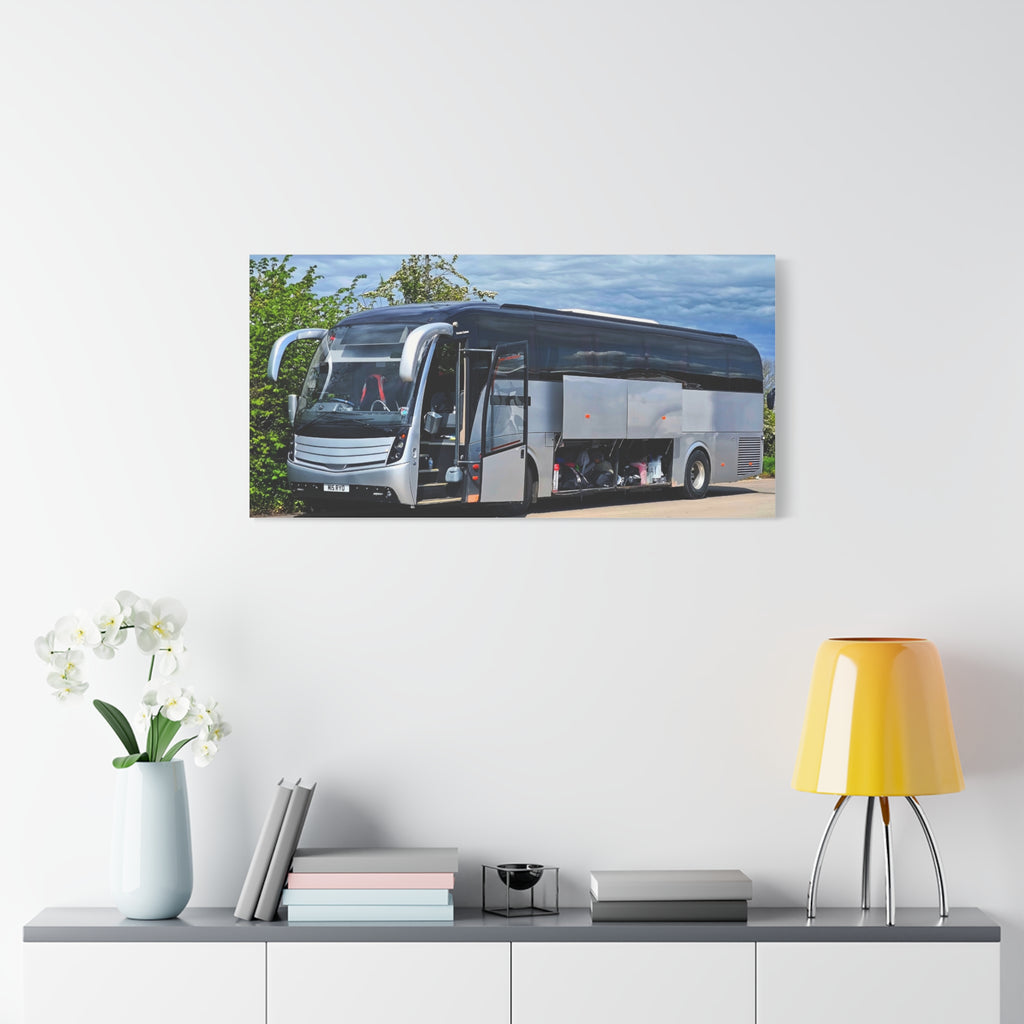 Tour Coach Canvas Print — Modern Luxury Bus Wall Art for Travel Enthusiasts