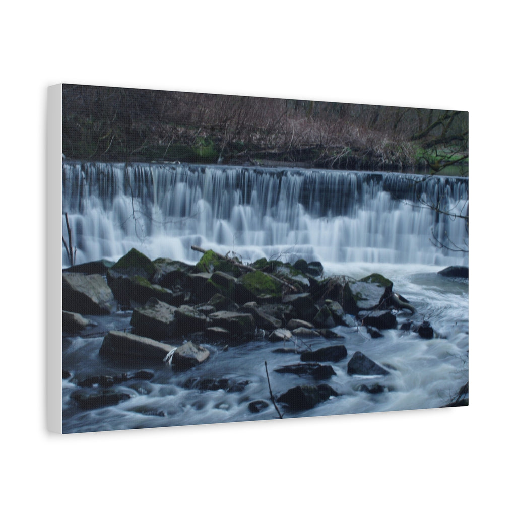 Waterfall Matte Canvas Print Serene River Landscape Stretched Wall Art