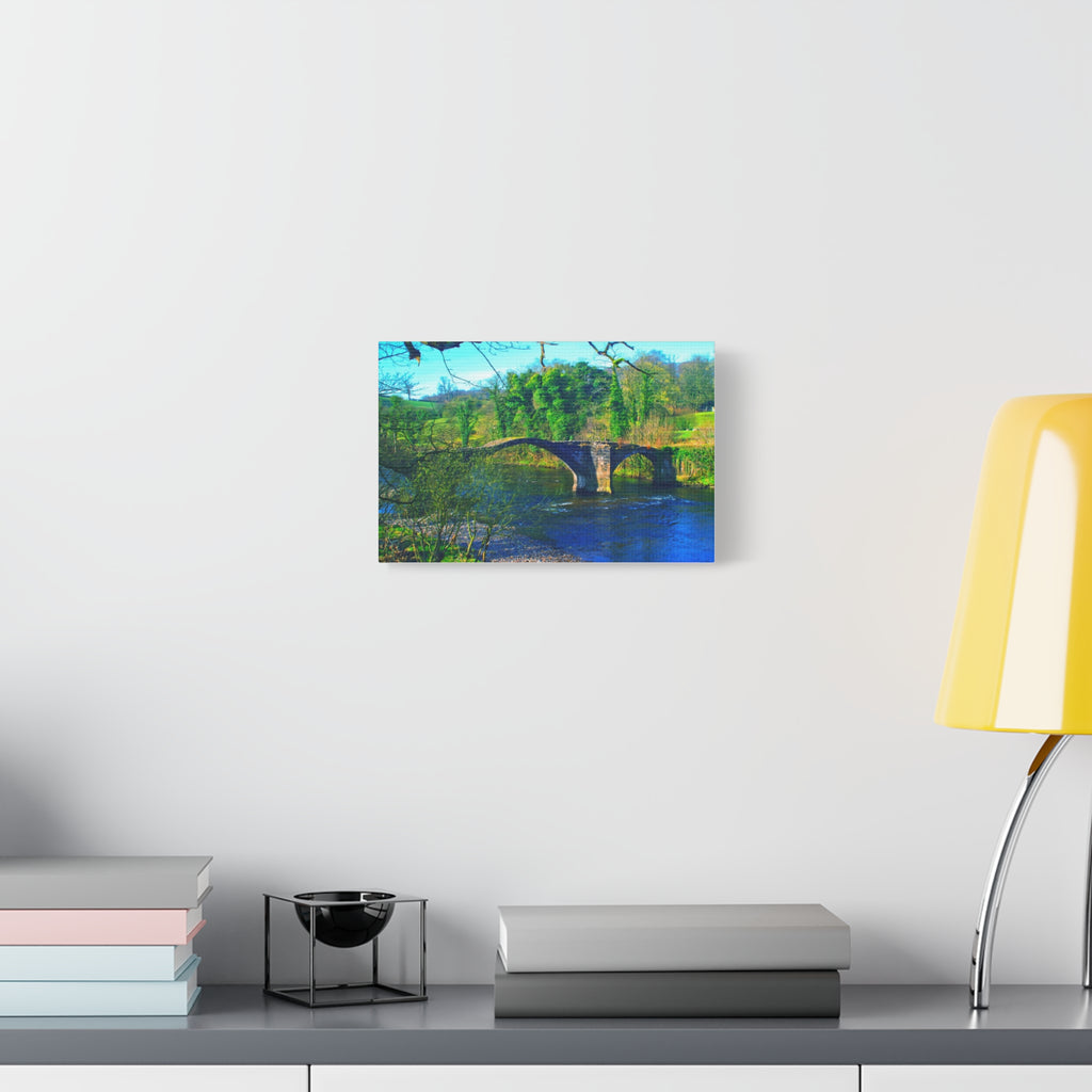 Scenic Stone Bridge Canvas Wall Art — River Landscape Print