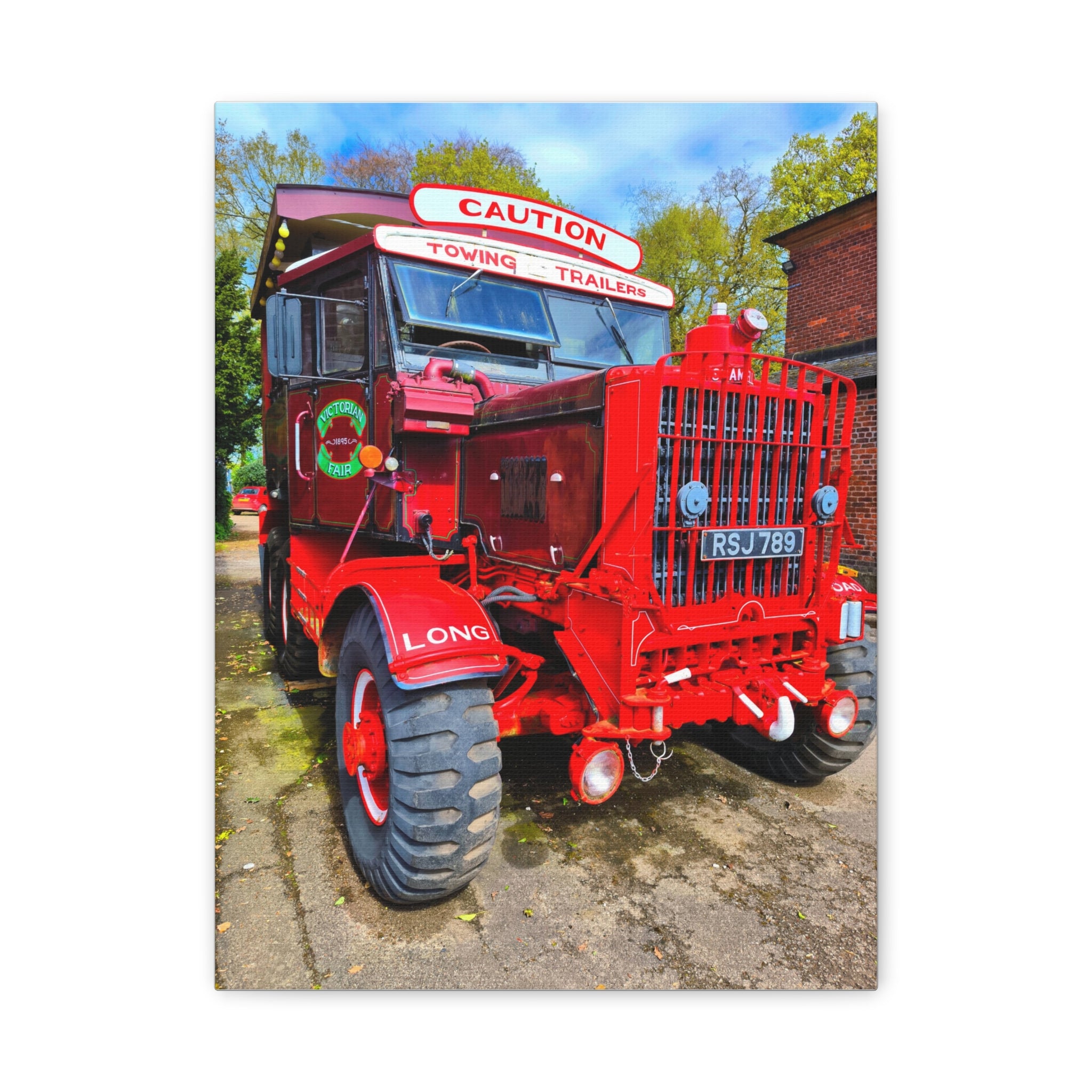 Vintage Red Truck Canvas Print — Classic Tow Truck Wall Art
