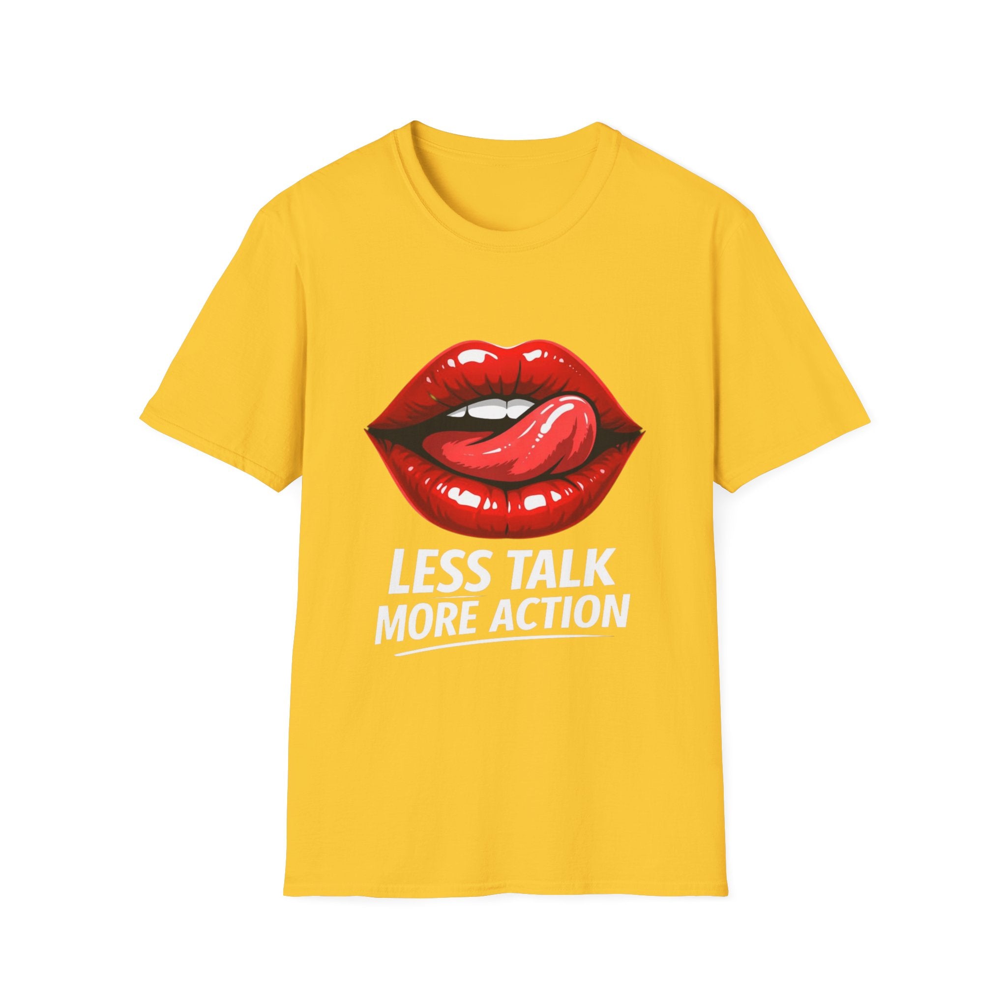 Graphic Tee  Red Lip Graphic "Less Talk More Action"