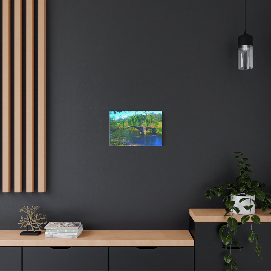 Scenic Stone Bridge Canvas Wall Art — River Landscape Print