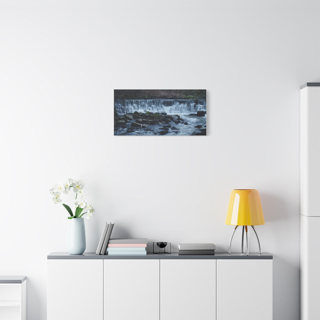 Waterfall Matte Canvas Print Serene River Landscape Stretched Wall Art