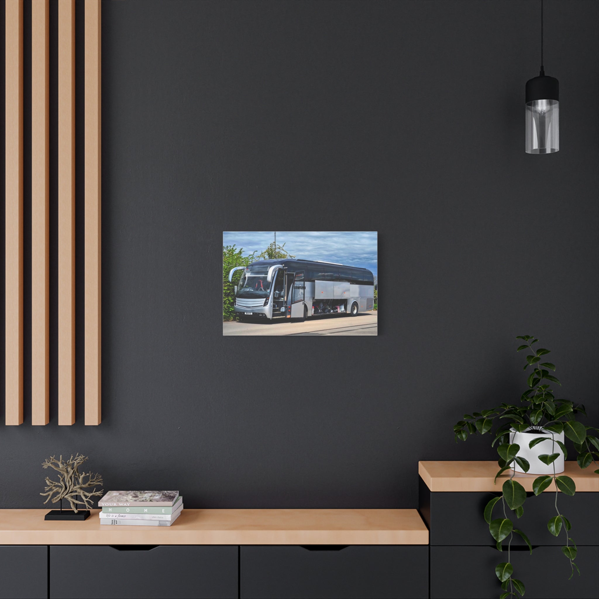 Tour Coach Canvas Print — Modern Luxury Bus Wall Art for Travel Enthusiasts
