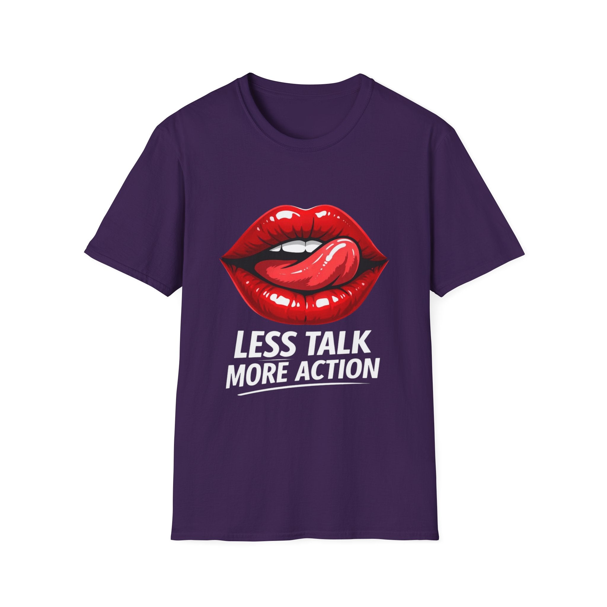 Graphic Tee  Red Lip Graphic "Less Talk More Action"