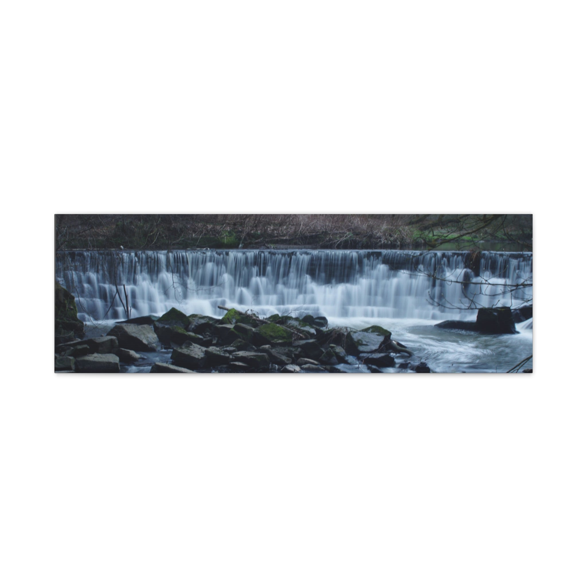 Waterfall Matte Canvas Print Serene River Landscape Stretched Wall Art