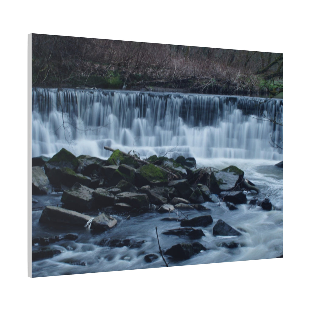 Waterfall Matte Canvas Print Serene River Landscape Stretched Wall Art