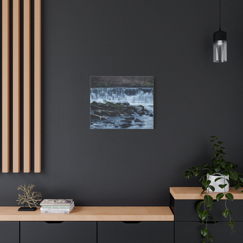 Waterfall Matte Canvas Print Serene River Landscape Stretched Wall Art