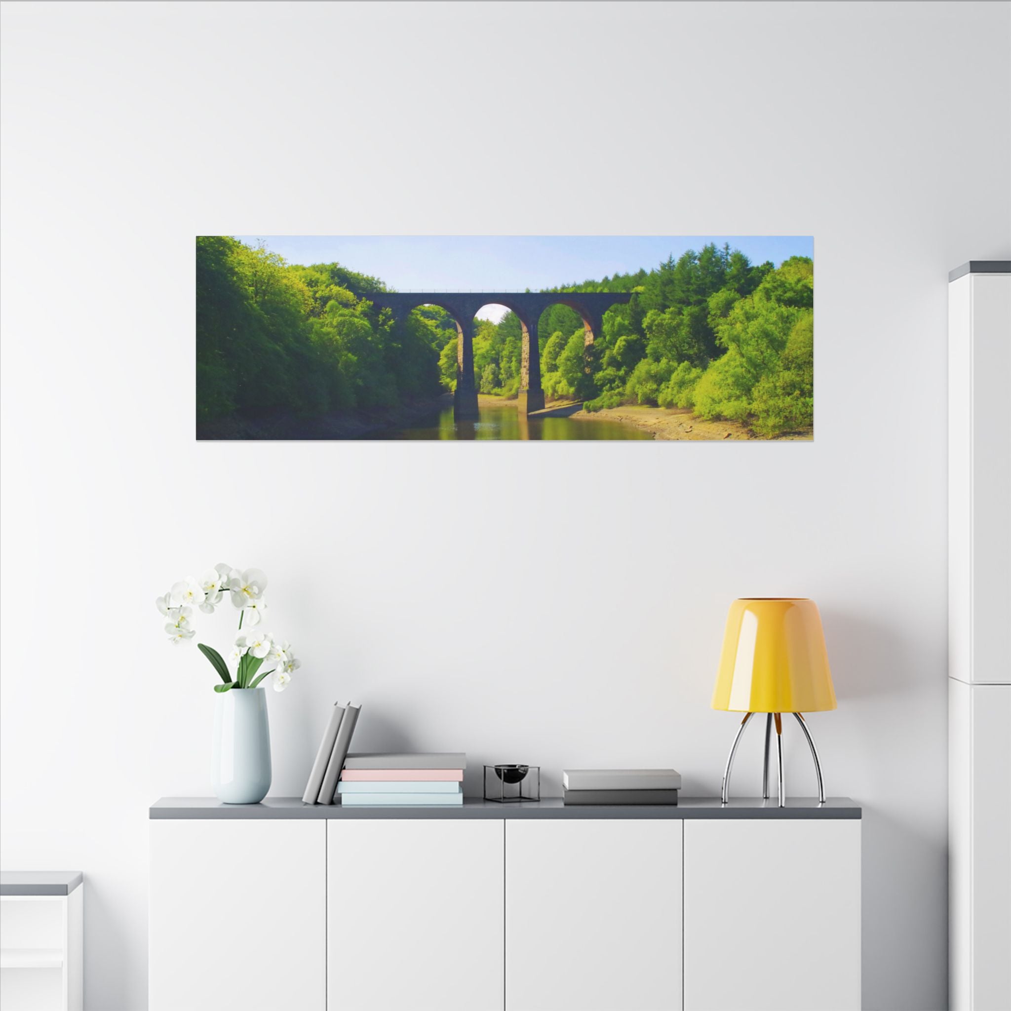 River Viaduct Landscape Canvas Print  Scenic Bridge Wall Art Bradshaw Viaduct Darwen