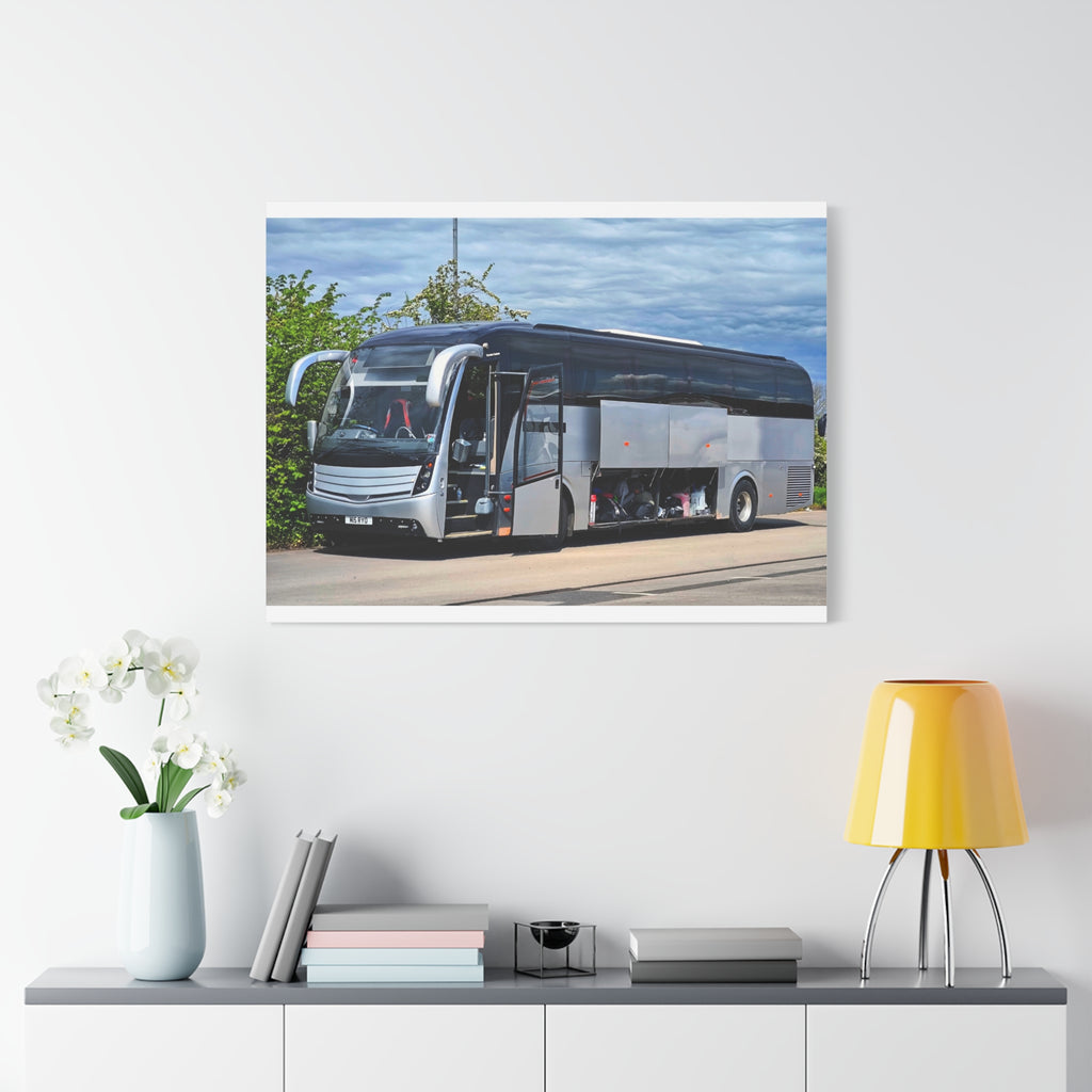 Tour Coach Canvas Print — Modern Luxury Bus Wall Art for Travel Enthusiasts